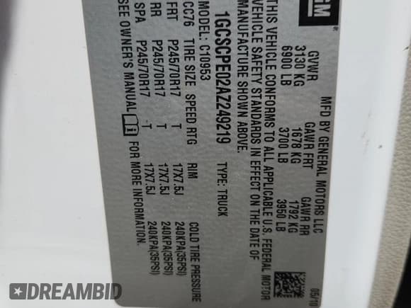 ✅ 2010 Chevrolet Silverado 1500 Work Truck • VIN: 1GCSCPE02AZ249219 • Lot: 64620825. Listed on Copart with 283,764 mi. Free auction sales archive from the USA and detailed vehicle history report at DreamBid. Image 12.