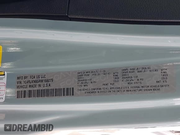 ✅ 2024 Jeep Wrangler Sport S • VIN: 1C4RJXN65RW166079 • Лот: 41795439. Опубликован ранее на IAAI с пробегом 14 937 миль. Бесплатный доступ к архиву аукционных продаж из США и подробный отчёт об истории автомобиля на DreamBid. Изображение 9.