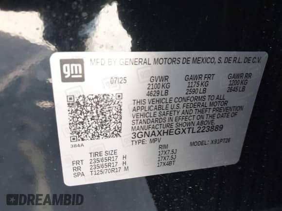 ✅ 2026 Chevrolet Equinox FWD LT • VIN: 3GNAXHEGXTL223889 • Lot: 43613568. Listed on IAAI with 9,155 mi. Free auction sales archive from the USA and detailed vehicle history report at DreamBid. Image 9.