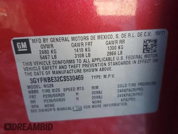 ✅ 2012 Cadillac SRX Performance Collection • VIN: 3GYFNBE32CS530469 • Лот: 82643165. Опубликован ранее на Copart с пробегом 217 152 миль. Бесплатный доступ к архиву аукционных продаж из США и подробный отчёт об истории автомобиля на DreamBid. Изображение 13.