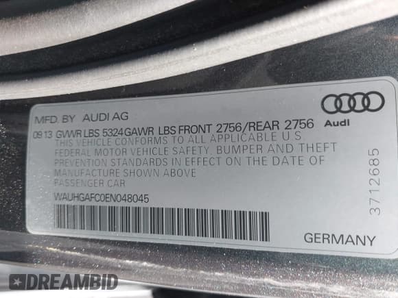 ✅ 2014 Audi A6 Prestige • VIN: WAUHGAFC0EN048045 • Lot: 42582288. Listed on IAAI with 150,114 mi. Free auction sales archive from the USA and detailed vehicle history report at DreamBid. Image 9.