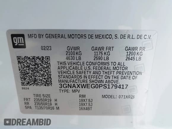 ✅ 2023 Chevrolet Equinox RS • VIN: 3GNAXWEG0PS179417 • Лот: 42717230. Опубликован ранее на IAAI с пробегом 23 270 миль. Бесплатный доступ к архиву аукционных продаж из США и подробный отчёт об истории автомобиля на DreamBid. Изображение 9.