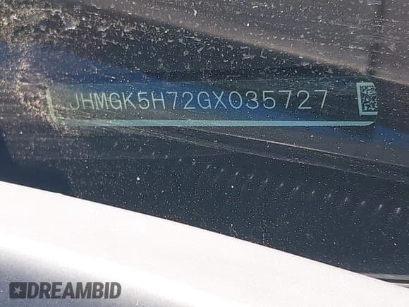 ✅ 2016 Honda Fit EX • VIN: JHMGK5H72GX035727 • Lot: 43631077. Listed on IAAI with Not provided. Free auction sales archive from the USA and detailed vehicle history report at DreamBid. Image 9.