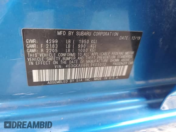 2020 Subaru Impreza Premium с VIN 4S3GKAV68L3605012, выставлен на аукционе Copart как лот 67282905 с пробегом 87 998 миль миль и Списание • Salvage title. История ставок и продаж доступна на DreamBid. Изображение 12.