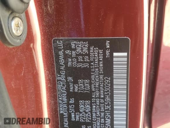 ✅ 2009 Hyundai Santa Fe Limited • VIN: 5NMSH13E59H330292 • Lot: 77545754. Listed on Copart with 102,104 mi. Free auction sales archive from the USA and detailed vehicle history report at DreamBid. Image 13.