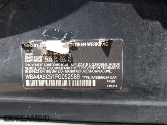 ✅ 2015 BMW 4 Series 428i • VIN: WBA4A5C51FG052589 • Lot: 42354325. Listed on IAAI with Not provided. Free auction sales archive from the USA and detailed vehicle history report at DreamBid. Image 9.