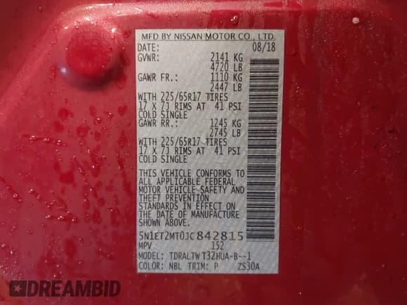 ✅ 2018 Nissan Rogue SL Hybrid • VIN: 5N1ET2MT0JC842815 • Lot: 41541374. Listed on IAAI with 115,450 mi. Free auction sales archive from the USA and detailed vehicle history report at DreamBid. Image 9.