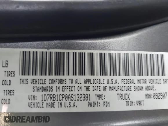 ✅ 2010 Dodge 1500 TRX • VIN: 1D7RB1CP0AS132381 • Lot: 43555136. Listed on IAAI with 220,041 mi. Free auction sales archive from the USA and detailed vehicle history report at DreamBid. Image 9.