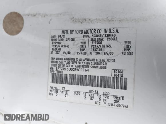 ✅ 2002 Ford Ranger XL Fleet • VIN: 1FTZR15U52PA11164 • Lot: 43839043. Listed on IAAI with 194,898 mi. Free auction sales archive from the USA and detailed vehicle history report at DreamBid. Image 9.