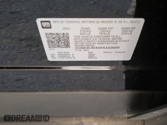 2024 Chevrolet Blazer LT z VIN 3GNKBJR45RS163609, wystawiony jako Copart lot #82987384 z przebiegiem 27 882 mil mil oraz Nie do naprawy • Non repairable. Historia ofert i sprzedaży dostępna na DreamBid. Obrazek 14.