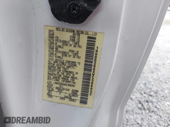 ✅ 1998 Nissan Frontier XE • VIN: 1N6DD26SXWC366952 • Lot: 41933615. Wystawiony na IAAI z przebiegiem 231 728 mil. Bezpłatny archiwum sprzedaży aukcyjnych z USA i szczegółowy raport historii pojazdu na DreamBid. Zdjęcie 9.