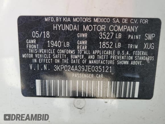 ✅ 2018 Hyundai Accent SE • VIN: 3KPC24A39JE035121 • Лот: 72989724. Опубликован ранее на Copart с пробегом 95 046 миль. Бесплатный доступ к архиву аукционных продаж из США и подробный отчёт об истории автомобиля на DreamBid. Изображение 14.