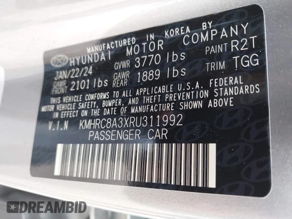 ✅ 2024 Hyundai Venue SEL • VIN: KMHRC8A3XRU311992 • Lot: 41922401. Listed on IAAI with 12,904 mi. Free auction sales archive from the USA and detailed vehicle history report at DreamBid. Image 9.