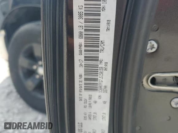 ✅ 2018 Ram 1500 Tradesman • VIN: 1C6RR7FG7JS150159 • Lot: 84285535. Listed on Copart with 90,713 mi. Free auction sales archive from the USA and detailed vehicle history report at DreamBid. Image 12.