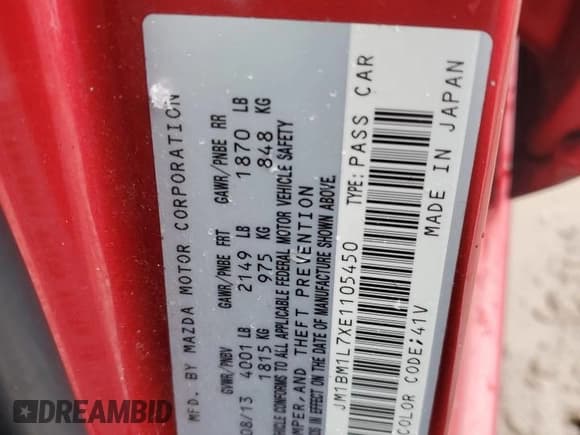 ✅ 2014 Mazda 3 i Touring • VIN: JM1BM1L7XE1105450 • Lot: 91554975. Listed on Copart with 96,446 mi. Free auction sales archive from the USA and detailed vehicle history report at DreamBid. Image 13.