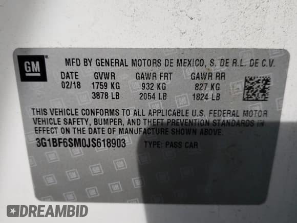 ✅ 2018 Chevrolet Cruze Premier • VIN: 3G1BF6SM0JS618903 • Lot: 42796843. Wystawiony na Copart z przebiegiem 18 937 mil. Bezpłatny archiwum sprzedaży aukcyjnych z USA i szczegółowy raport historii pojazdu na DreamBid. Zdjęcie 14.