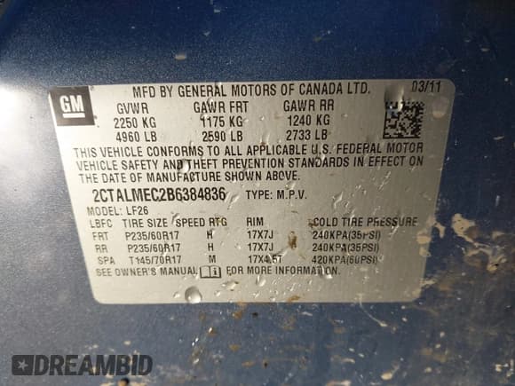 ✅ 2011 GMC Terrain SLE-1 • VIN: 2CTALMEC2B6384836 • Lot: 43715337. Listed on IAAI with 121,558 mi. Free auction sales archive from the USA and detailed vehicle history report at DreamBid. Image 9.