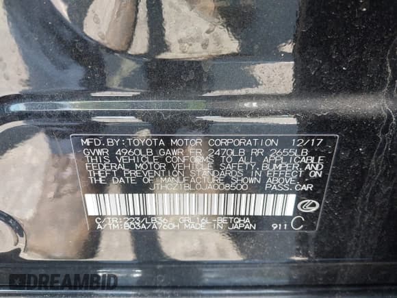 ✅ 2018 Lexus GS 350 • VIN: JTHCZ1BL0JA008500 • Lot: 42829659. Listed on IAAI with 90,384 mi. Free auction sales archive from the USA and detailed vehicle history report at DreamBid. Image 9.