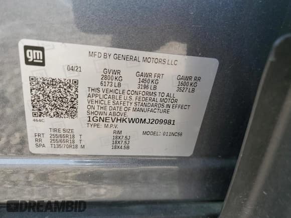 ✅ 2021 Chevrolet Traverse LT • VIN: 1GNEVHKW0MJ209981 • Lot: 70759544. Wystawiony na Copart z przebiegiem 98 551 mil. Bezpłatny archiwum sprzedaży aukcyjnych z USA i szczegółowy raport historii pojazdu na DreamBid. Zdjęcie 13.