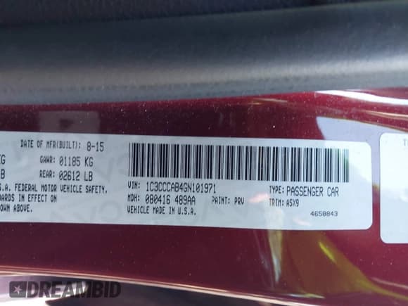 ✅ 2016 Chrysler 200 Limited • VIN: 1C3CCCAB4GN101971 • Lot: 43639487. Listed on IAAI with 111,856 mi. Free auction sales archive from the USA and detailed vehicle history report at DreamBid. Image 9.