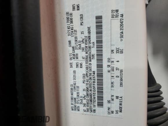 ✅ 2015 Ford F-150 XLT • VIN: 1FTEW1EG3FFB23748 • Lot: 55406965. Listed on Copart with 157,241 mi. Free auction sales archive from the USA and detailed vehicle history report at DreamBid. Image 12.