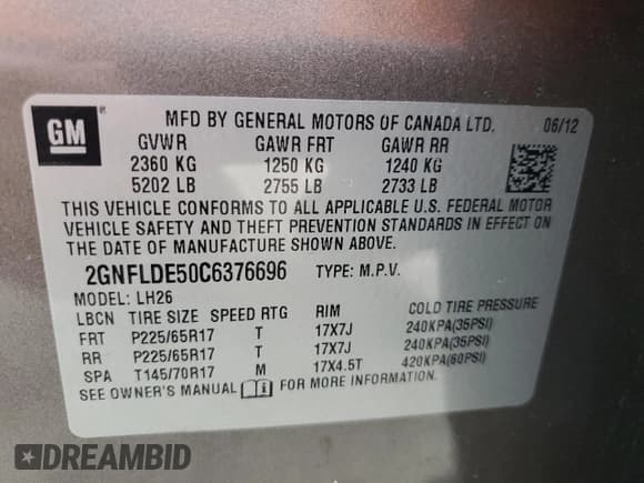 ✅ 2012 Chevrolet Equinox 1LT • VIN: 2GNFLDE50C6376696 • Лот: 67472234. Опубликован ранее на Copart с пробегом 213 565 миль. Бесплатный доступ к архиву аукционных продаж из США и подробный отчёт об истории автомобиля на DreamBid. Изображение 13.