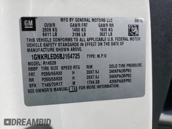 2011 Chevrolet Traverse LTZ с VIN 1GNKRLED6BJ164725, выставлен на аукционе Copart как лот 91078795 с пробегом 239 562 миль миль и Чистый • Clean title. История ставок и продаж доступна на DreamBid. Изображение 13.