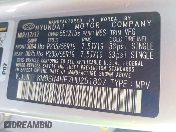 ✅ 2017 Hyundai Santa Fe Limited Ultimate • VIN: KM8SR4HF7HU251807 • Лот: 43164640. Опубликован ранее на IAAI с пробегом 143 691 миль. Бесплатный доступ к архиву аукционных продаж из США и подробный отчёт об истории автомобиля на DreamBid. Изображение 9.