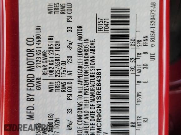 ✅ 2025 Ford Bronco Sport Heritage • VIN: 3FMCR9GN1SRE84381 • Lot: 71101815. Wystawiony na Copart z przebiegiem 1 442 mil. Bezpłatny archiwum sprzedaży aukcyjnych z USA i szczegółowy raport historii pojazdu na DreamBid. Zdjęcie 14.