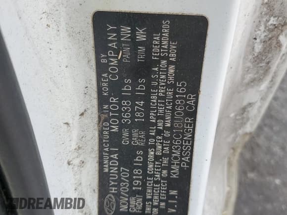 ✅ 2008 Hyundai Accent GS • VIN: KMHCM36C18U068165 • Лот: 67927555. Опубликован ранее на Copart с пробегом 150 340 миль. Бесплатный доступ к архиву аукционных продаж из США и подробный отчёт об истории автомобиля на DreamBid. Изображение 12.