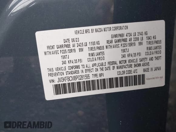 ✅ 2023 Mazda CX-5 S Preferred • VIN: JM3KFBCM8P0281595 • Lot: 42633863. Wystawiony na IAAI z przebiegiem 26 513 mil. Bezpłatny archiwum sprzedaży aukcyjnych z USA i szczegółowy raport historii pojazdu na DreamBid. Zdjęcie 9.