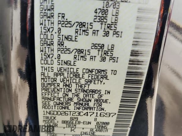 ✅ 2003 Nissan Frontier XE • VIN: 1N6DD26T23C471697 • Lot: 58618725. Listed on Copart with 126,296 mi. Free auction sales archive from the USA and detailed vehicle history report at DreamBid. Image 12.