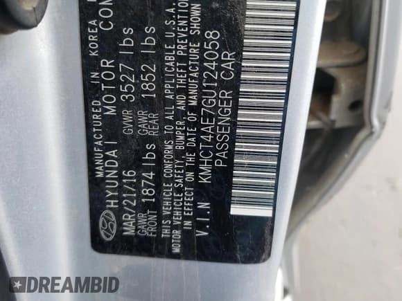 ✅ 2016 Hyundai Accent SE • VIN: KMHCT4AE7GU124058 • Лот: 41934174. Опубликован ранее на Copart с пробегом 151 056 миль. Бесплатный доступ к архиву аукционных продаж из США и подробный отчёт об истории автомобиля на DreamBid. Изображение 12.