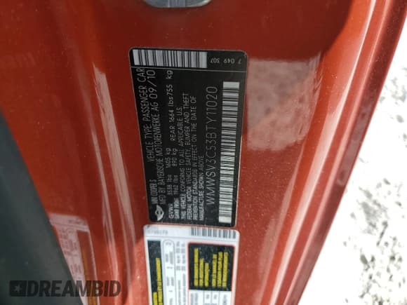 ✅ 2011 MINI Hardtop S • VIN: WMWSV3C53BTY11020 • Lot: 64688845. Listed on Copart with 40,995 mi. Free auction sales archive from the USA and detailed vehicle history report at DreamBid. Image 12.