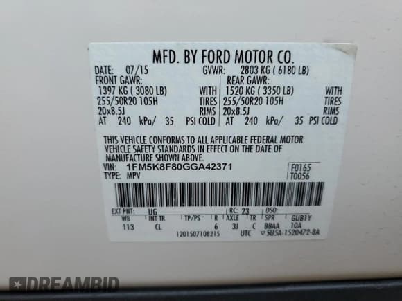 ✅ 2016 Ford Explorer Limited • VIN: 1FM5K8F80GGA42371 • Lot: 54400115. Wystawiony na Copart z przebiegiem 117 045 mil. Bezpłatny archiwum sprzedaży aukcyjnych z USA i szczegółowy raport historii pojazdu na DreamBid. Zdjęcie 13.