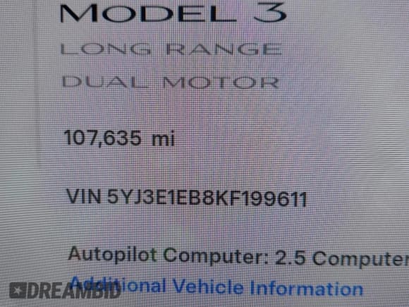✅ 2019 Tesla Model 3 Long Range • VIN: 5YJ3E1EB8KF199611 • Лот: 43582708. Опубликован ранее на IAAI с пробегом 107 635 миль. Бесплатный доступ к архиву аукционных продаж из США и подробный отчёт об истории автомобиля на DreamBid. Изображение 9.