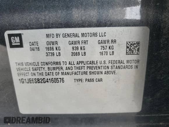 2016 Chevrolet Sonic LTZ z VIN 1G1JE6SB2G4160576, wystawiony jako Copart lot #63419694 z przebiegiem 110 572 mil mil oraz Szkoda całkowita • Salvage title. Historia ofert i sprzedaży dostępna na DreamBid. Obrazek 14.