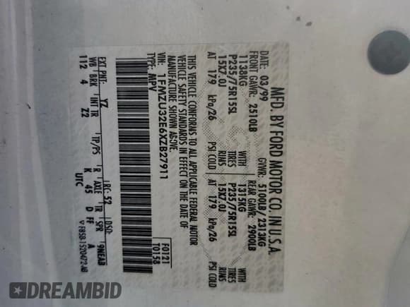 ✅ 1999 Ford Explorer XLT • VIN: 1FMZU32E6XZB27911 • Lot: 58492495. Wystawiony na Copart z przebiegiem 337 889 mil. Bezpłatny archiwum sprzedaży aukcyjnych z USA i szczegółowy raport historii pojazdu na DreamBid. Zdjęcie 13.