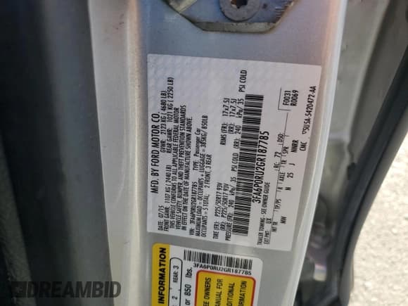 ✅ 2016 Ford Fusion Titanium Hybrid • VIN: 3FA6P0RU2GR187785 • Лот: 81874755. Опубликован ранее на Copart с пробегом 287 228 миль. Бесплатный доступ к архиву аукционных продаж из США и подробный отчёт об истории автомобиля на DreamBid. Изображение 12.