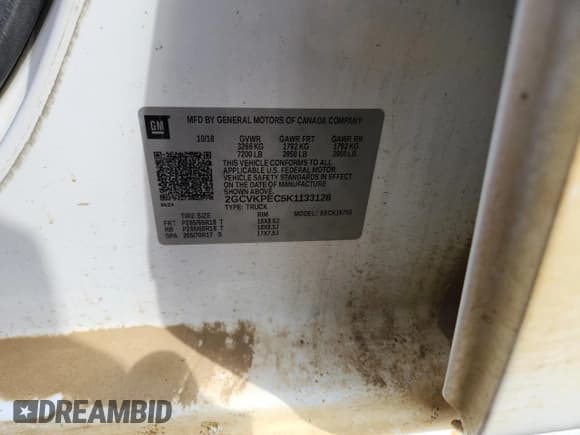 ✅ 2019 Chevrolet Silverado 1500 LT • VIN: 2GCVKPEC5K1133128 • Lot: 85534845. Listed on Copart with 96,698 mi. Free auction sales archive from the USA and detailed vehicle history report at DreamBid. Image 13.