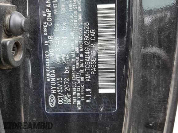 ✅ 2016 Hyundai Veloster • VIN: KMHTC6AD4GU280528 • Lot: 72826144. Listed on Copart with 106,748 mi. Free auction sales archive from the USA and detailed vehicle history report at DreamBid. Image 15.