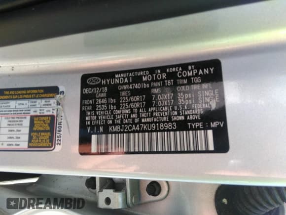 ✅ 2019 Hyundai Tucson SE • VIN: KM8J2CA47KU918983 • Лот: 41987807. Опубликован ранее на IAAI с пробегом 84 477 миль. Бесплатный доступ к архиву аукционных продаж из США и подробный отчёт об истории автомобиля на DreamBid. Изображение 9.