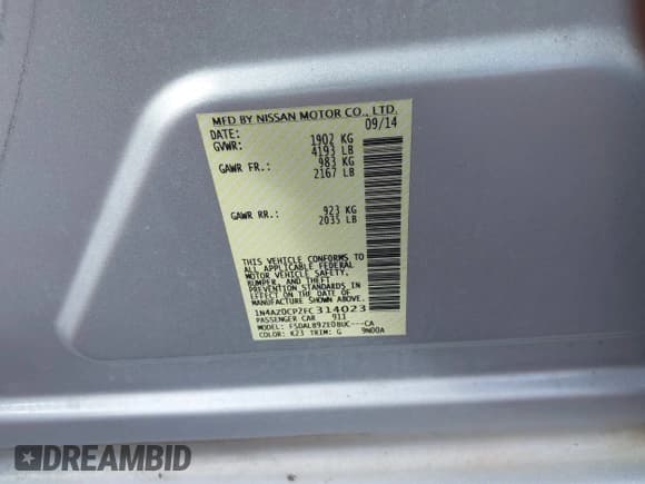 ✅ 2015 Nissan LEAF SL • VIN: 1N4AZ0CP2FC314023 • Lot: 41549354. Listed on IAAI with 102,133 mi. Free auction sales archive from the USA and detailed vehicle history report at DreamBid. Image 9.