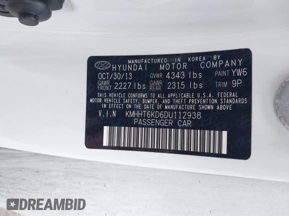 ✅ 2013 Hyundai Genesis Coupe 2.0T • VIN: KMHHT6KD6DU112938 • Лот: 43410309. Опубликован ранее на IAAI с пробегом 213 577 миль. Бесплатный доступ к архиву аукционных продаж из США и подробный отчёт об истории автомобиля на DreamBid. Изображение 9.