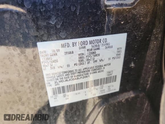 ✅ 2010 Lincoln MKX • VIN: 2LMDJ8JC0ABJ12061 • Лот: 91820515. Опубликован ранее на Copart с пробегом 152 092 миль. Бесплатный доступ к архиву аукционных продаж из США и подробный отчёт об истории автомобиля на DreamBid. Изображение 13.