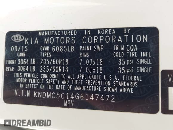 ✅ 2016 Kia Sedona EX • VIN: KNDMC5C14G6147472 • Лот: 42274636. Опубликован ранее на IAAI с пробегом 141 628 миль. Бесплатный доступ к архиву аукционных продаж из США и подробный отчёт об истории автомобиля на DreamBid. Изображение 9.
