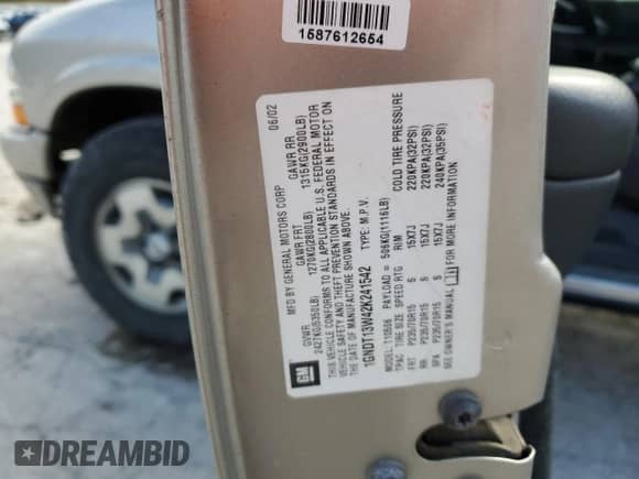 2002 Chevrolet Blazer LS z VIN 1GNDT13W42K241542, wystawiony jako Copart lot #77425714 z przebiegiem 171 055 mil mil oraz Szkoda całkowita • Salvage title. Historia ofert i sprzedaży dostępna na DreamBid. Obrazek 15.