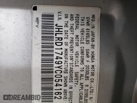 ✅ 2000 Honda CR-V LX • VIN: JHLRD1749YC054162 • Lot: 88889985. Wystawiony na Copart z przebiegiem 462 565 mil. Bezpłatny archiwum sprzedaży aukcyjnych z USA i szczegółowy raport historii pojazdu na DreamBid. Zdjęcie 13.