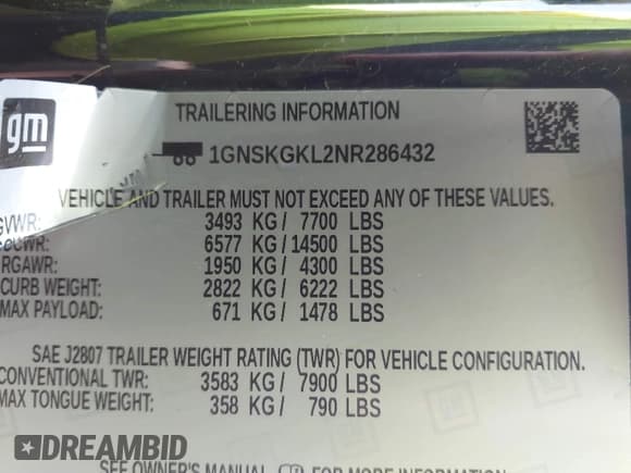 ✅ 2022 Chevrolet Suburban High Country • VIN: 1GNSKGKL2NR286432 • Lot: 43389047. Wystawiony na IAAI z przebiegiem 91 833 mil. Bezpłatny archiwum sprzedaży aukcyjnych z USA i szczegółowy raport historii pojazdu na DreamBid. Zdjęcie 9.