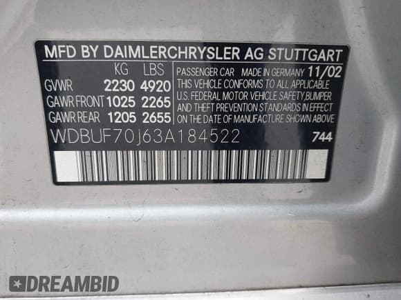 ✅ 2003 Mercedes-Benz E 500 • VIN: WDBUF70J63A184522 • Лот: 42058269. Опубликован ранее на IAAI с пробегом 197 135 миль. Бесплатный доступ к архиву аукционных продаж из США и подробный отчёт об истории автомобиля на DreamBid. Изображение 9.